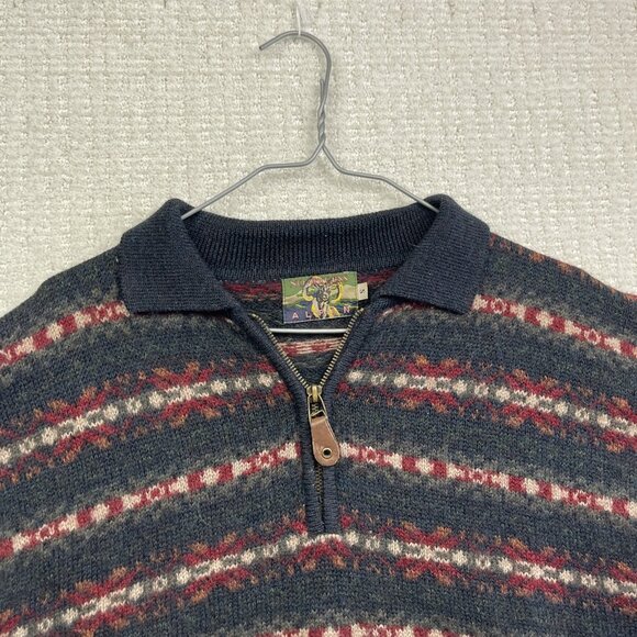 VTG No Excess Alpin 100% Wool Sweater Fair isle Nordic Men S Grandpa Knit Camp** - Picture 6 of 16